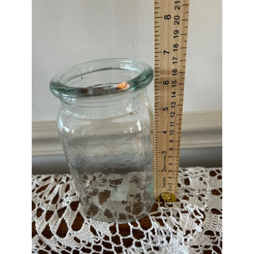 Vintage Clear Glass Apothecary Jar Hammered Texture Milk Bottle Vase